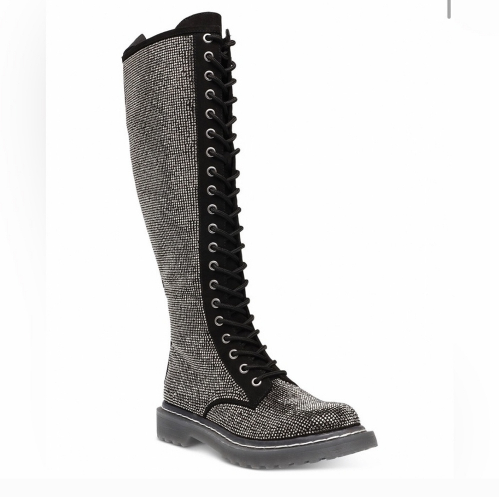 Studded high top combat boots